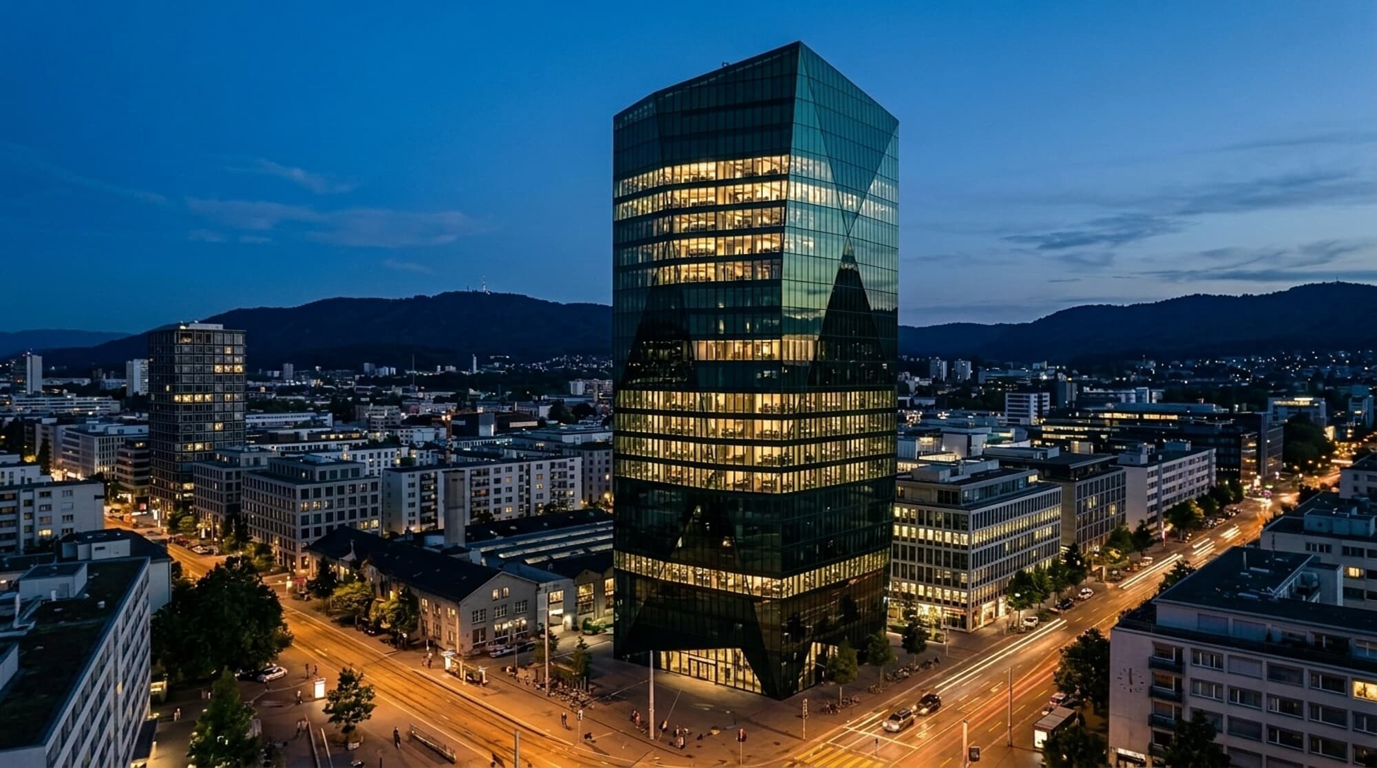 Prime Tower, Zürich at night